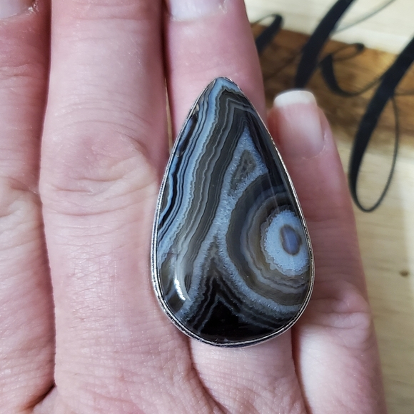 New Huge Botswana Agate 925 Silver Ring. - Picture 1 of 8